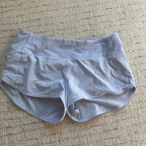 lululemon speed up shorts in lavender color- 2.5” size 4